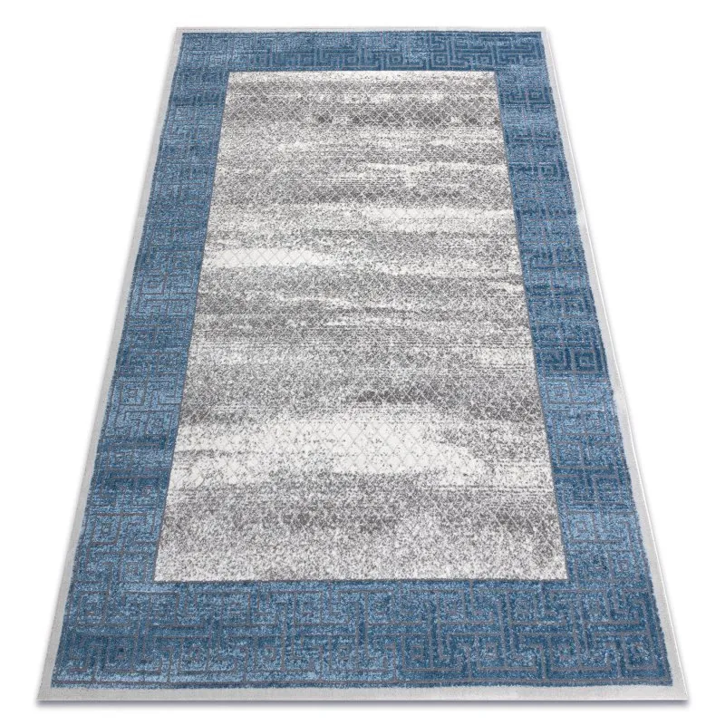 Modern NOBLE Teppich 1512 68 Rahmen, griechisch vintage - Strukturell zwei Ebenen aus Vlies creme / blau