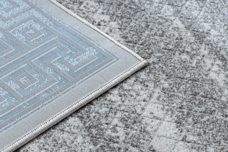 Modern NOBLE Teppich 1512 68 Rahmen, griechisch vintage - Strukturell zwei Ebenen aus Vlies creme / blau