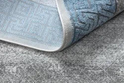 Modern NOBLE Teppich 1512 68 Rahmen, griechisch vintage - Strukturell zwei Ebenen aus Vlies creme / blau
