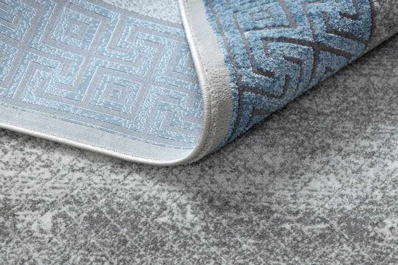 Modern NOBLE Teppich 1512 68 Rahmen, griechisch vintage - Strukturell zwei Ebenen aus Vlies creme / blau