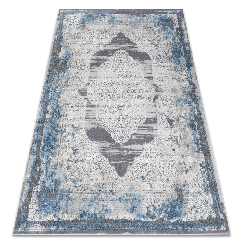 Modern NOBLE Teppich 9479 63 Ornament vintage - Strukturell zwei Ebenen aus Vlies creme / blau