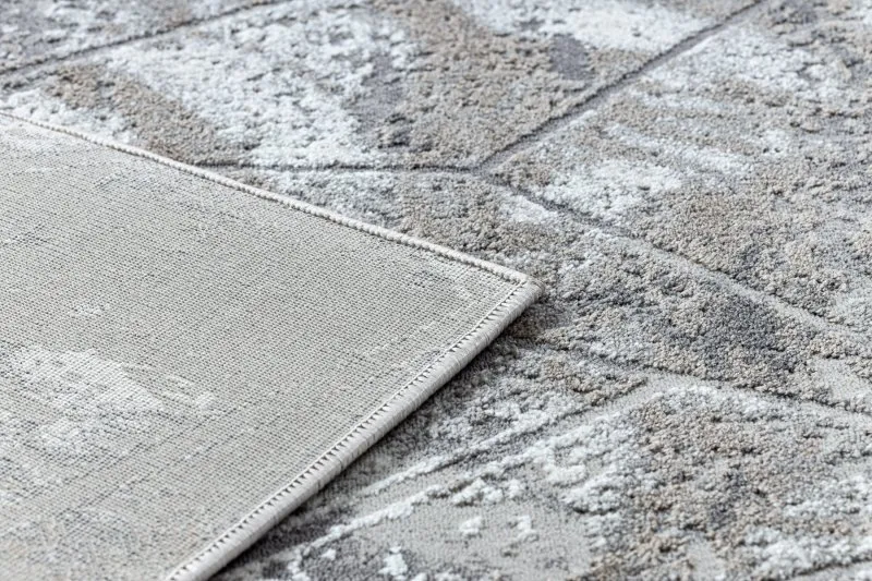 Modern NOBLE Teppich 1515 64 Marmor, Geometrisch - Strukturell zwei Ebenen aus Vlies creme / grau