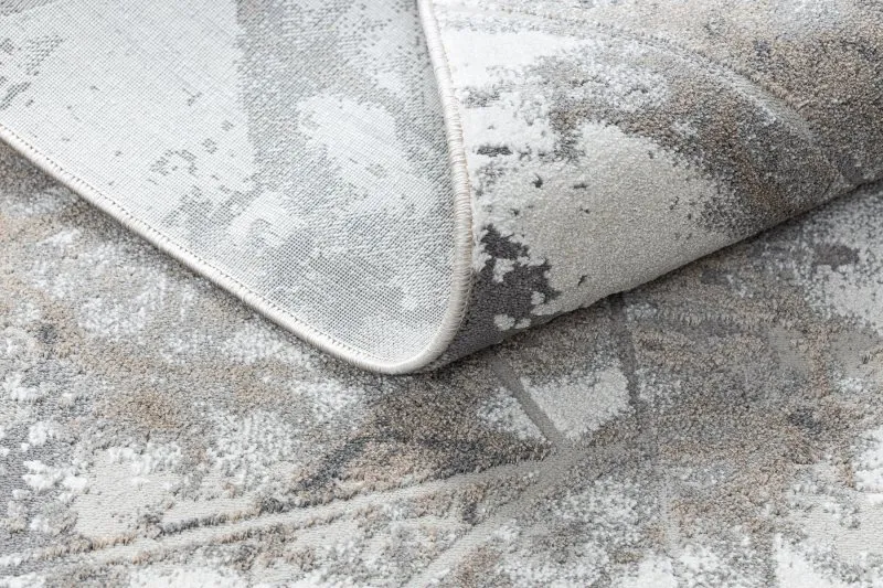 Modern NOBLE Teppich 1515 64 Marmor, Geometrisch - Strukturell zwei Ebenen aus Vlies creme / grau