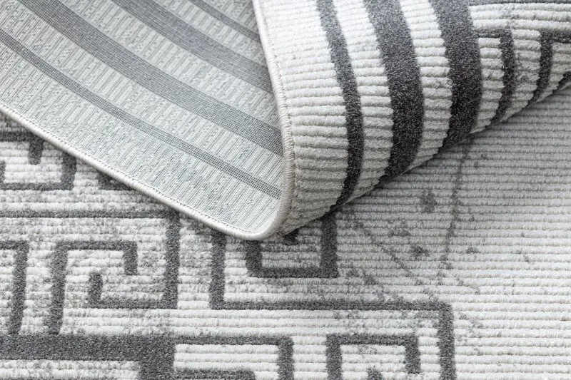 Modern NOBLE Teppich 1517 65 Rahmen, griechisch, Marmor - Strukturell zwei Ebenen aus Vlies creme / grau