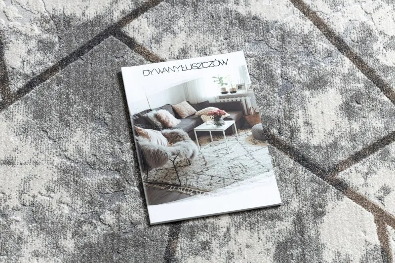 Modern NOBLE Teppich 1518 67 Vintage, Geometrisch - Strukturell zwei Ebenen aus Vlies creme / grau
