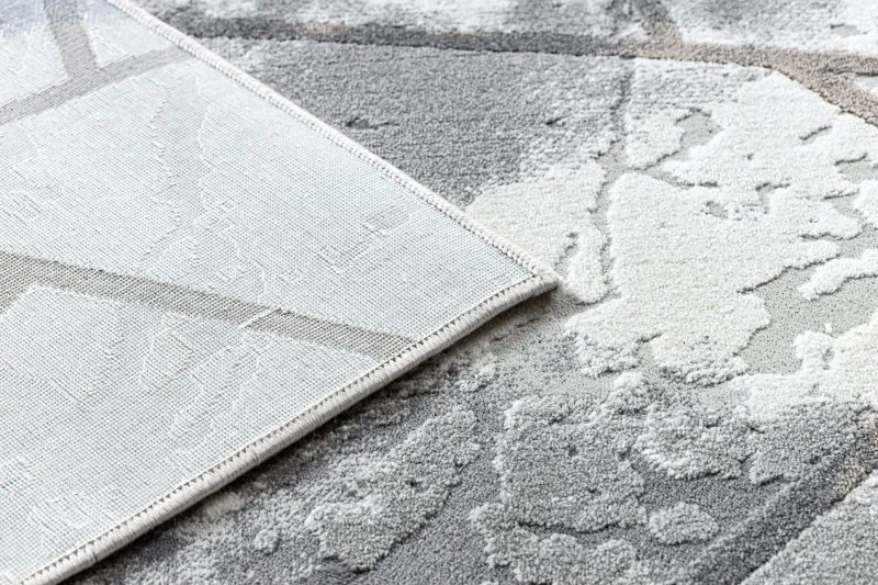 Modern NOBLE Teppich 1518 67 Vintage, Geometrisch - Strukturell zwei Ebenen aus Vlies creme / grau