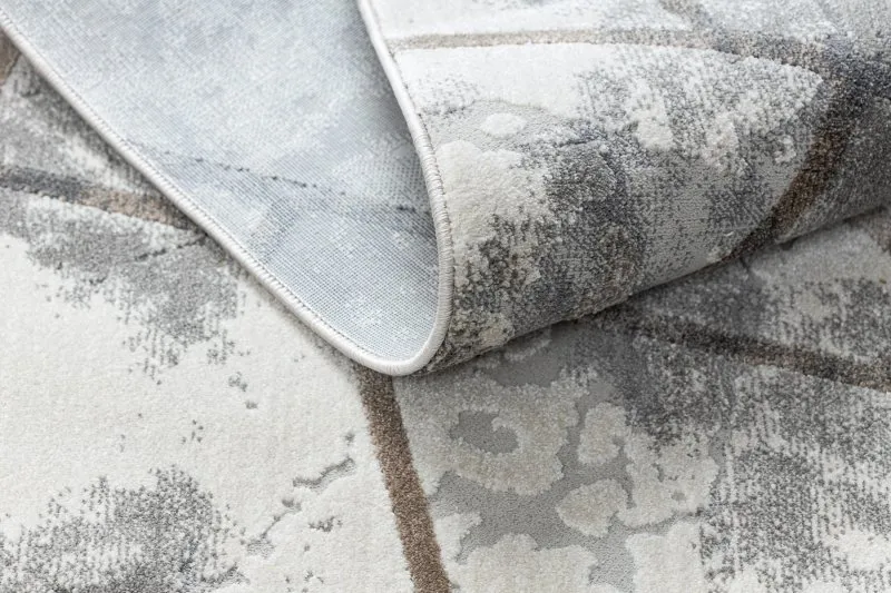 Modern NOBLE Teppich 1518 67 Vintage, Geometrisch - Strukturell zwei Ebenen aus Vlies creme / grau