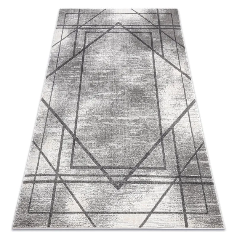 Modern NOBLE Teppich 1520 45 Vintage, Geometrisch, Linien - Strukturell zwei Ebenen aus Vlies grau