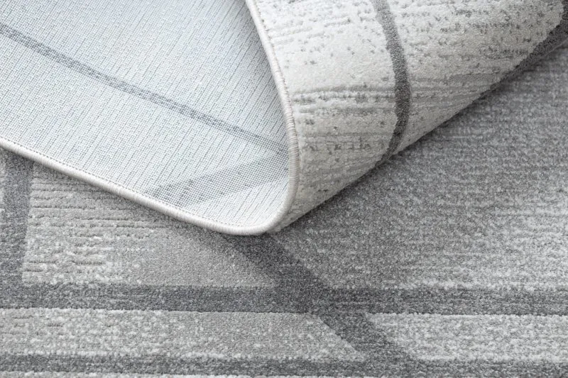 Modern NOBLE Teppich 1520 45 Vintage, Geometrisch, Linien - Strukturell zwei Ebenen aus Vlies grau