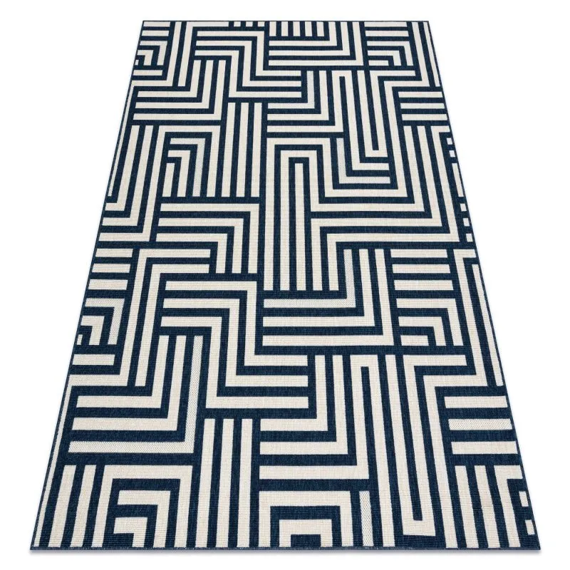 Teppich SPRING 20421994 Labyrinth, geschlungen - creme / blau