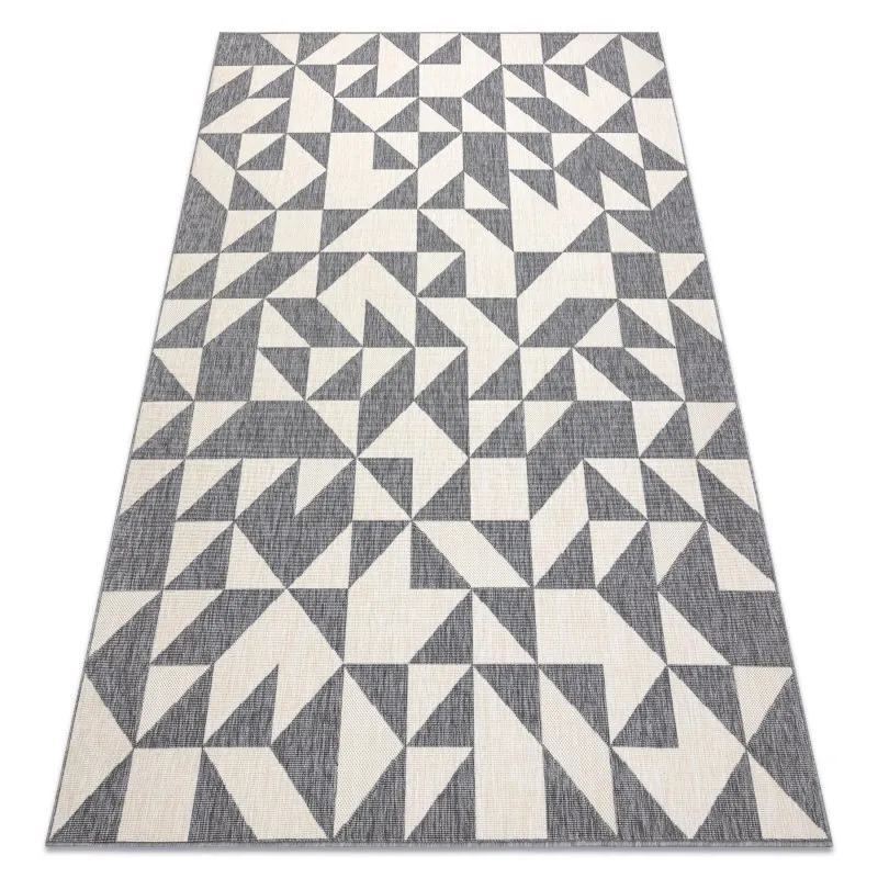 Teppich SPRING 20414332 Dreiecke, geschlungen - grau / creme