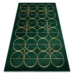 Exklusiv EMERALD Teppich glamour, stilvoll Kreise Flaschengrün / gold