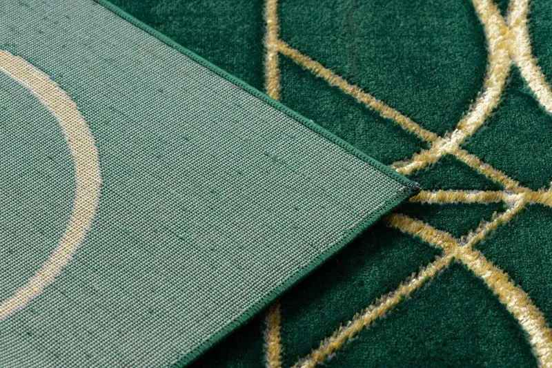 Exklusiv EMERALD Teppich 1010 glamour, stilvoll Kreise Flaschengrün / gold