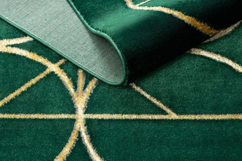 Exklusiv EMERALD Teppich 1010 glamour, stilvoll Kreise Flaschengrün / gold