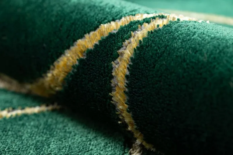 Exklusiv EMERALD Teppich 1010 glamour, stilvoll Kreise Flaschengrün / gold