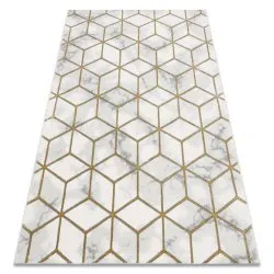 Exklusiv EMERALD Teppich glamour, stilvoll Würfel creme / gold