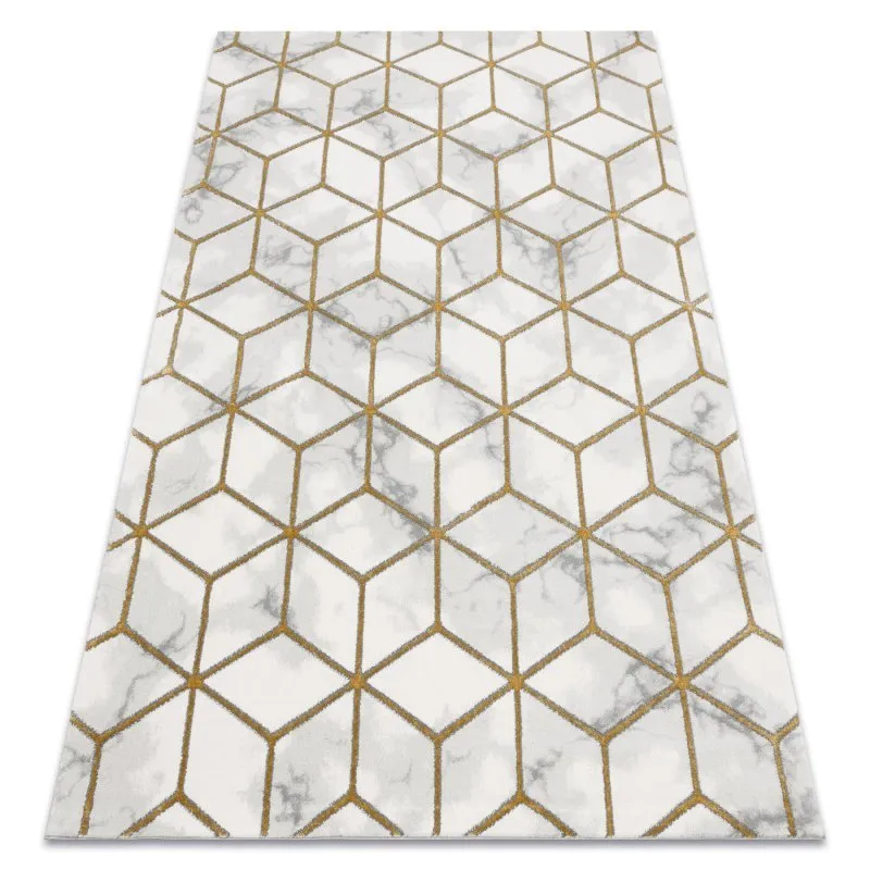 Exklusiv EMERALD Teppich 1014 glamour, stilvoll Würfel creme / gold