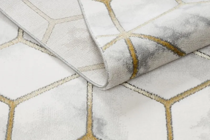 Exklusiv EMERALD Teppich 1014 glamour, stilvoll Würfel creme / gold