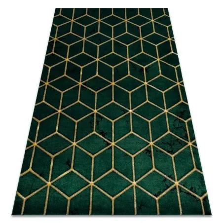 Exklusiv EMERALD Teppich 1014 glamour, stilvoll Würfel Flaschengrün / gold