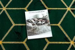 Exklusiv EMERALD Teppich 1014 glamour, stilvoll Würfel Flaschengrün / gold