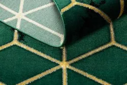 Exklusiv EMERALD Teppich 1014 glamour, stilvoll Würfel Flaschengrün / gold
