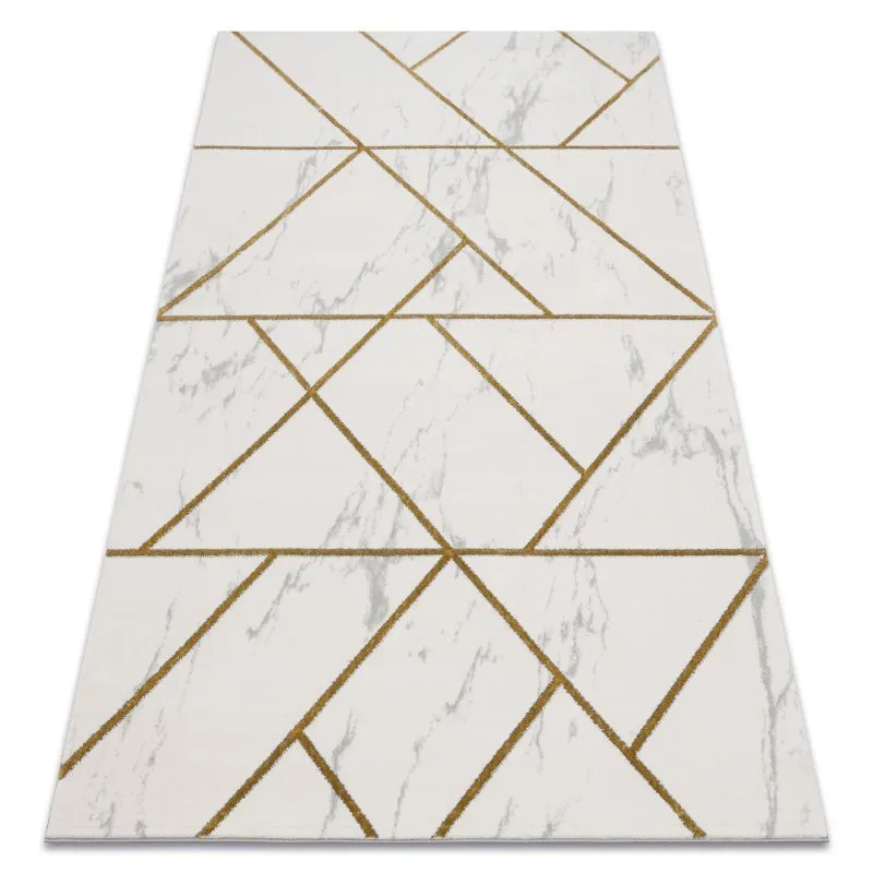 Exklusiv EMERALD Teppich 1012 glamour, stilvoll geometrisch Marmor creme / gold