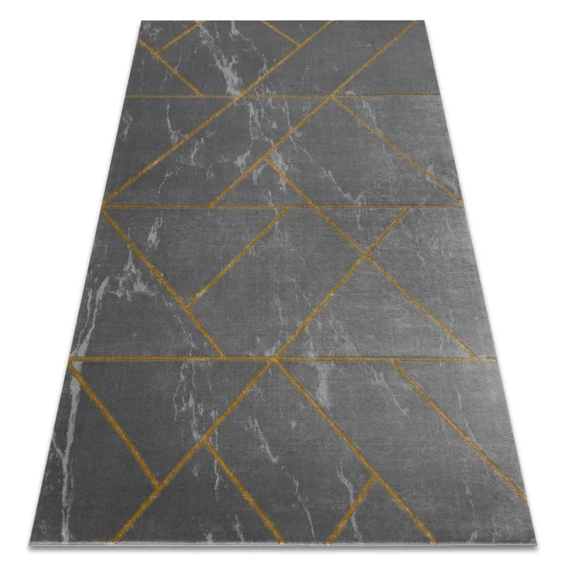 Exklusiv EMERALD Teppich 1012 glamour, stilvoll geometrisch Marmor grau / gold