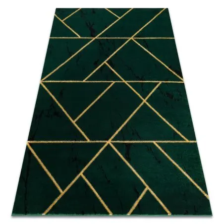 Exklusiv EMERALD Teppich 1012 glamour, stilvoll geometrisch Marmor Flaschengrün / gold