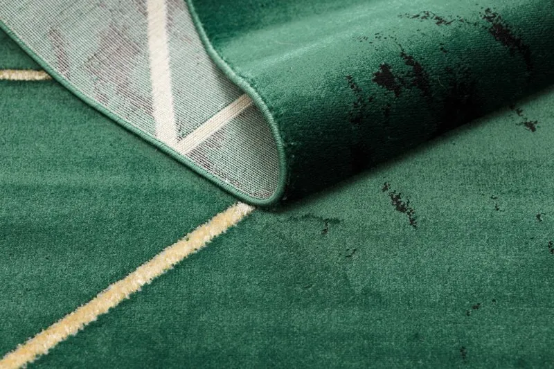 Exklusiv EMERALD Teppich 1012 glamour, stilvoll geometrisch Marmor Flaschengrün / gold