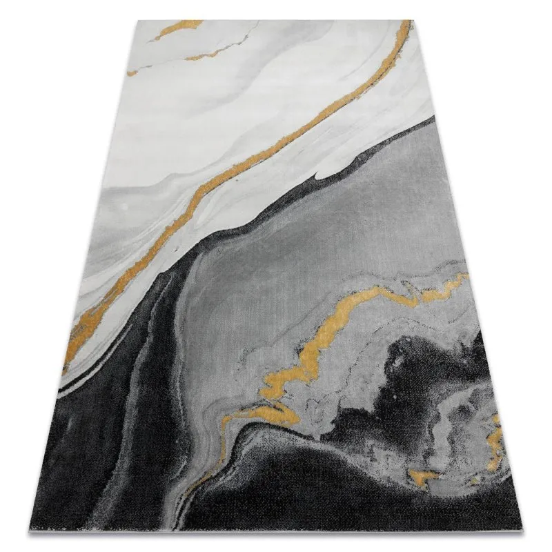 Exklusiv EMERALD Teppich 1017 glamour, stilvoll Marmor schwarz / gold