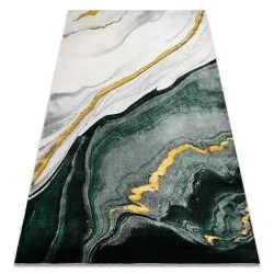 Exklusiv EMERALD Teppich 1017 glamour, stilvoll Marmor Flaschengrün / gold