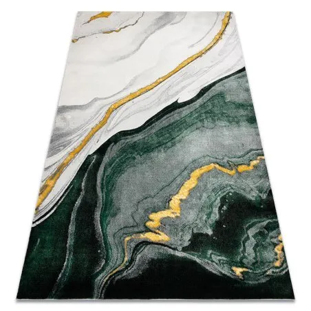Exklusiv EMERALD Teppich 1017 glamour, stilvoll Marmor Flaschengrün / gold