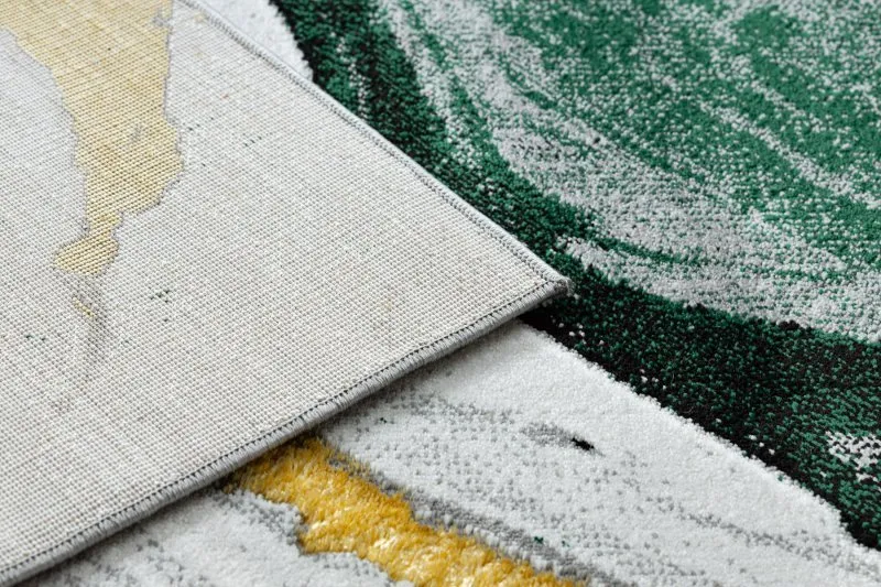 Exklusiv EMERALD Teppich 1017 glamour, stilvoll Marmor Flaschengrün / gold