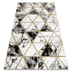 Exklusiv EMERALD Teppich glamour, stilvoll Marmor, Dreiecke schwarz / gold