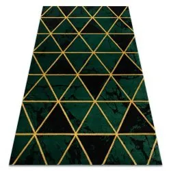 Exklusiv EMERALD Teppich glamour, stilvoll Marmor, Dreiecke Flaschengrün / gold