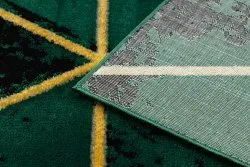 Exklusiv EMERALD Teppich 1020 glamour, stilvoll Marmor, Dreiecke Flaschengrün / gold