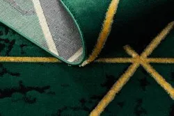 Exklusiv EMERALD Teppich 1020 glamour, stilvoll Marmor, Dreiecke Flaschengrün / gold