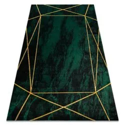 Exklusiv EMERALD Teppich 1022 glamour, stilvoll geometrisch Marmor Flaschengrün / gold