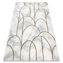 Exklusiv EMERALD Teppich glamour, stilvoll art deco Marmor creme / gold