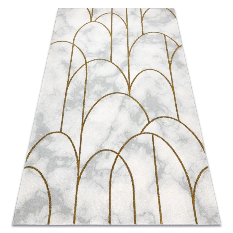 Exklusiv EMERALD Teppich 1016 glamour, stilvoll art deco Marmor creme / gold