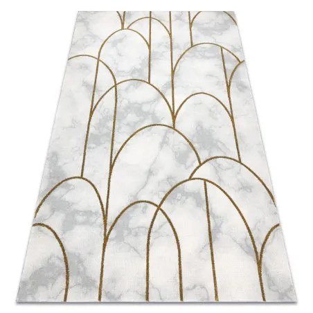 Exklusiv EMERALD Teppich 1016 glamour, stilvoll art deco Marmor creme / gold
