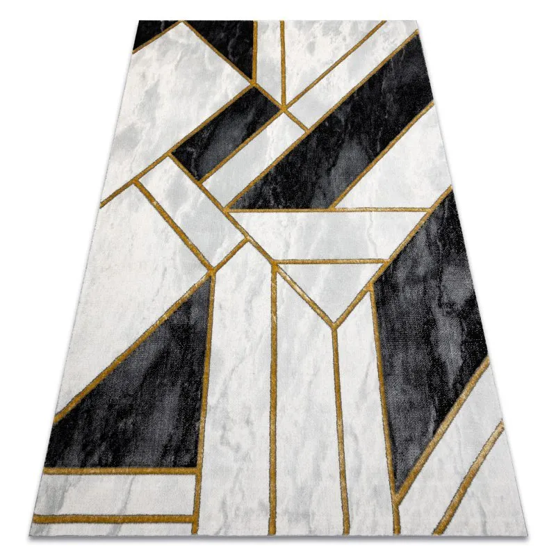 Exklusiv EMERALD Teppich 1015 glamour, stilvoll Marmor, geometrisch schwarz / gold