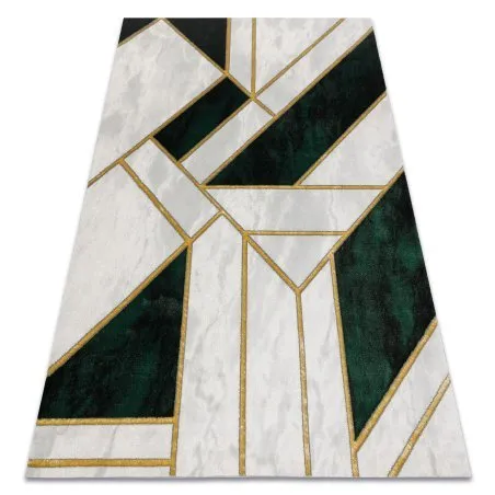 Exklusiv EMERALD Teppich 1015 glamour, stilvoll Marmor, geometrisch Flaschengrün / gold
