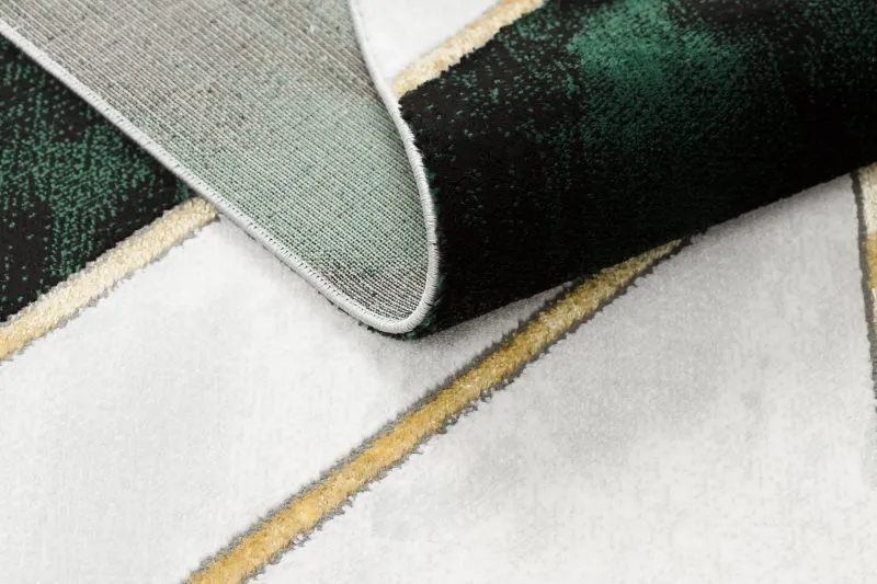 Exklusiv EMERALD Teppich 1015 glamour, stilvoll Marmor, geometrisch Flaschengrün / gold