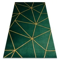 Exklusiv EMERALD Teppich glamour, stilvoll geometrisch Flaschengrün / gold