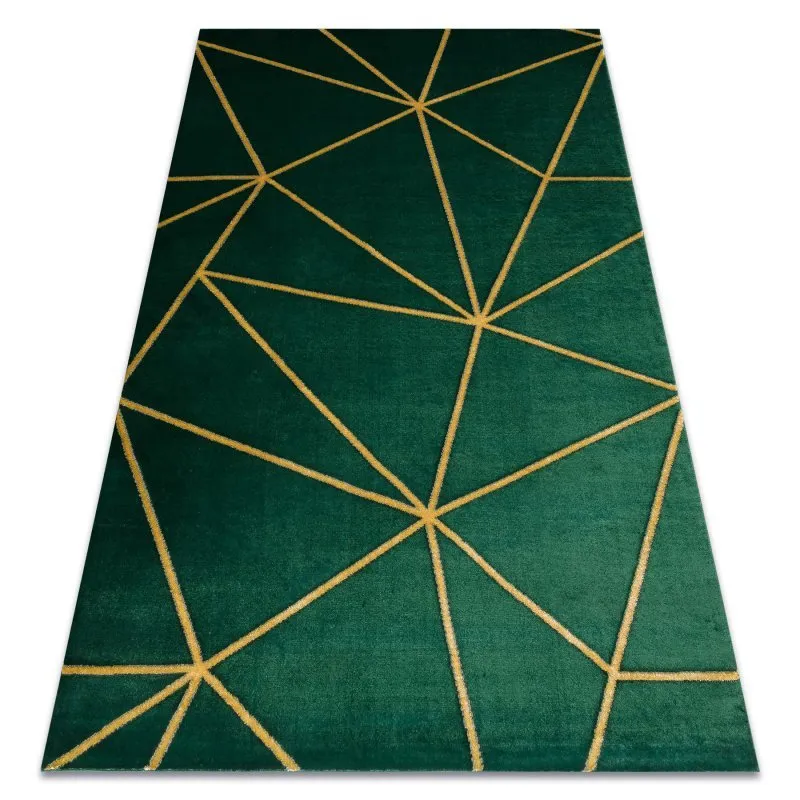 Exklusiv EMERALD Teppich 1013 glamour, stilvoll geometrisch Flaschengrün / gold