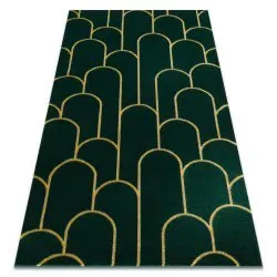 Exklusiv EMERALD Teppich glamour, stilvoll art deco Flaschengrün / gold