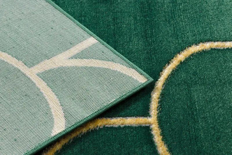 Exklusiv EMERALD Teppich 1021 glamour, stilvoll art deco Flaschengrün / gold