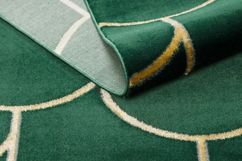 Exklusiv EMERALD Teppich 1021 glamour, stilvoll art deco Flaschengrün / gold