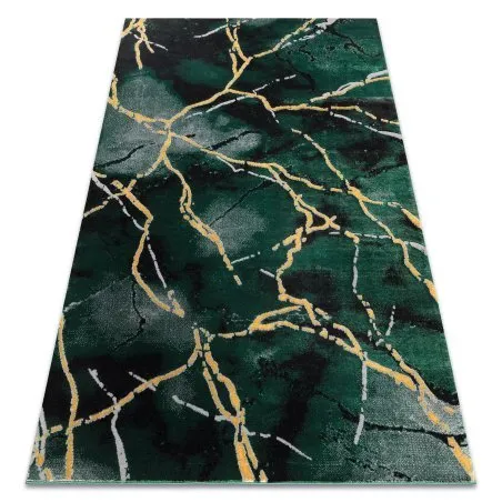 Exklusiv EMERALD Teppich 1018 glamour, stilvoll Marmor Flaschengrün / gold